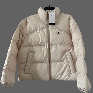 Nike JORDAN PUFFER JACKET Cream Beige Women Size M FZ4527-203